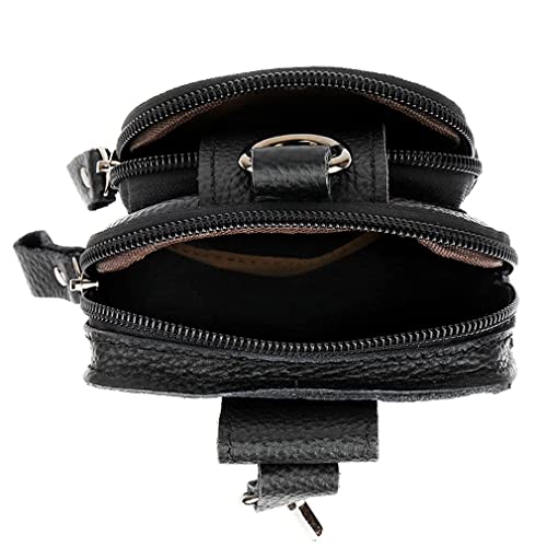Leather Waist Pack Phone Belt Bag for Men Loop Holster Wallet Cellphone Case Pouch Pack Clip Money Purse - color: #03black