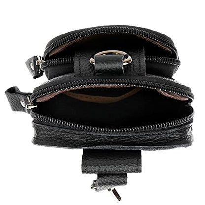 Leather Waist Pack Phone Belt Bag for Men Loop Holster Wallet Cellphone Case Pouch Pack Clip Money Purse - color: #03black