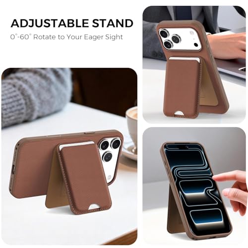 for MagSafe Wallet with Stand, Magnetic Phone Case Set, RFID Blocking, Slim Detachable Stand Card Holder, Tech Fabric for iPhone 17 Pro Max (Umber (Case+ Card Holder), iPhone 17 Pro Max) - color: Umber (Case+ Card Holder)