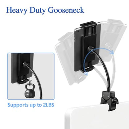 BILIONE Gooseneck Tablet Holder, Clamp on Ipad Stand Floor & Tripod - size: 13 inch Gooseneck