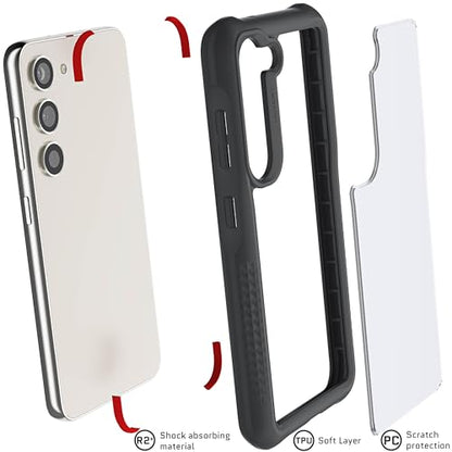 Ghostek Covert Galaxy S23 Case Clear with Military Grade Shockproof Protection, Non-Slip Grip, Protective Silicone Phone Cover Designed for 2023 Samsung Galaxy S23 (6.1") (Black) - color: Black [Limited], size: Galaxy S23