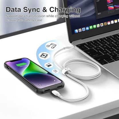 GIN FOXI Battery Case for iPhone 14/14 Pro/13/13 Pro, Rechargeable Case Real 8500mAh Charging Charger Cover Anti-Fall Protection Ultra-Slim Extended Battery Pack Juice Box, 6.1" Black