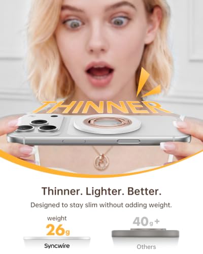 SYNCWIRE for MagSafe Phone Grip, Magnetic Phone Ring Holder - color: Pearl White