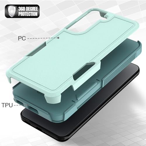 for Samsung Galaxy S22 Case: Dual Layer Protective Heavy Duty Cell Phone Cover Shockproof Rugged with Screen Protector - Military Protection Bumper Tough - Samsung Galaxy S22 5G 2022, 6.1 inch, Green - color: Mint Green (PC) + Mint Green (TPU)