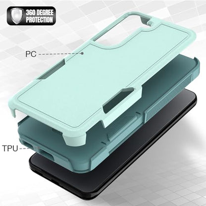 for Samsung Galaxy S22 Case: Dual Layer Protective Heavy Duty Cell Phone Cover Shockproof Rugged with Screen Protector - Military Protection Bumper Tough - Samsung Galaxy S22 5G 2022, 6.1 inch, Green - color: Mint Green (PC) + Mint Green (TPU)