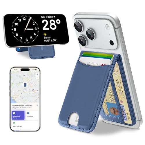 TopMade for MagSafe Wallet Works with Find My, Strongest Magnetic Wallet - color: Dark Blue