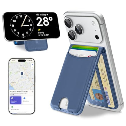 TopMade for MagSafe Wallet Works with Find My, Strongest Magnetic Wallet - color: Dark Blue
