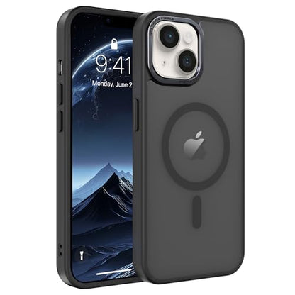 Magnetic iPhone 14/13 case,Compatible with Magsafe, Military-Grade Protection,Slim Translucent Matte Shockproof with Anti-Scratch Anti-Fingerprint Phone Cover (Black, iPhone 14/13) - color: Black, size: iPhone 14/13