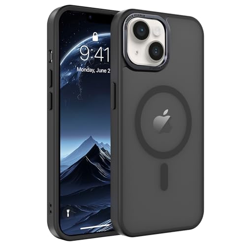 Magnetic iPhone 14/13 case,Compatible with Magsafe, Military-Grade Protection,Slim Translucent Matte Shockproof with Anti-Scratch Anti-Fingerprint Phone Cover (Black, iPhone 14/13) - color: Black, size: iPhone 14/13