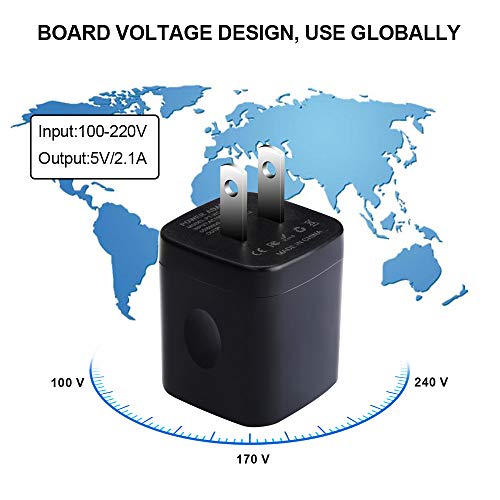 Charger Box, Charging Cube 5 Pack,Dual USB Wall Charger 5V 2A Power Adapter - color: Black-5