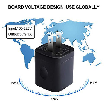 Charger Box, Charging Cube 5 Pack,Dual USB Wall Charger 5V 2A Power Adapter - color: Black-5