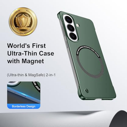 Frameless Slim Case for Samsung Galaxy S26 Plus, Silky Touch, Hard PC Matte Back, Exposed Sides Compatible with Mag-Safe, Anti-Scratch Shockproof Protective Cover for Samsung S26 Plus 5G (Green) - color: Green