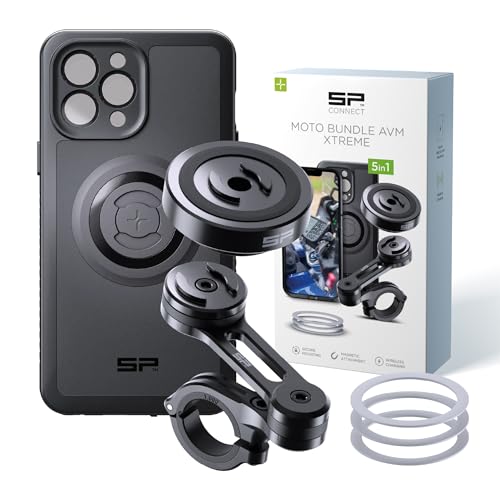 SP CONNECT Moto Bundle II AVM Xtreme | SPC+ |Compatible with iPhone 13 Pro Max | Phone Mount for Motorcycle | Motorcycle Phone Holder | Handlebars - style: for iPhone 13 Pro Max