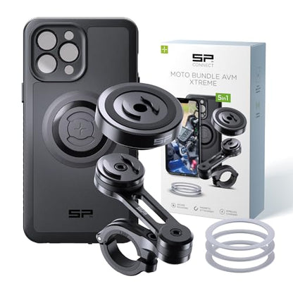 SP CONNECT Moto Bundle II AVM Xtreme | SPC+ |Compatible with iPhone 13 Pro Max | Phone Mount for Motorcycle | Motorcycle Phone Holder | Handlebars - style: for iPhone 13 Pro Max