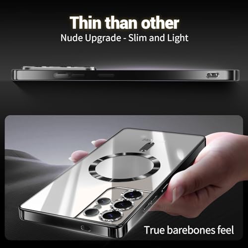 Hurgoer for Samsung Galaxy S21 Ultra Case.Soft TPU Electroplated Frame Cover with Clear Back.Drop Tested Protective Full Body Case.Thin Light Slim【Not Magsafe】 (Black, S21 Ultra) - color: Black, size: S21 Ultra
