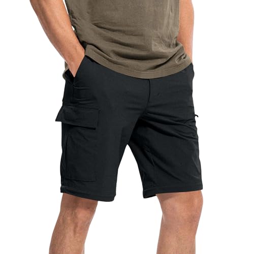 Mens Cargo Pants Convertible Zip-Off Waterproof Work Pants Lightweight with Multi Pockets Stretch Tactical Hiking Pant - color: 12#black, size: Small