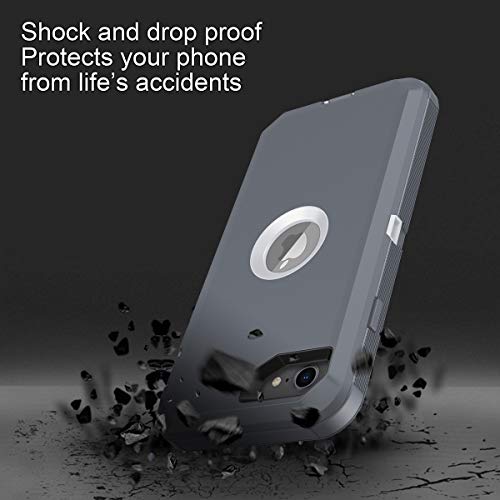 I-HONVA for iPhone SE 2022/2020 Case Built-in Screen Protector Shockproof Dust/Drop Proof 3 in 1 Full Body Rugged Heavy Duty Cover for Apple iPhone SE 3rd/2nd Gen 4.7, Grey - color: Grey/White