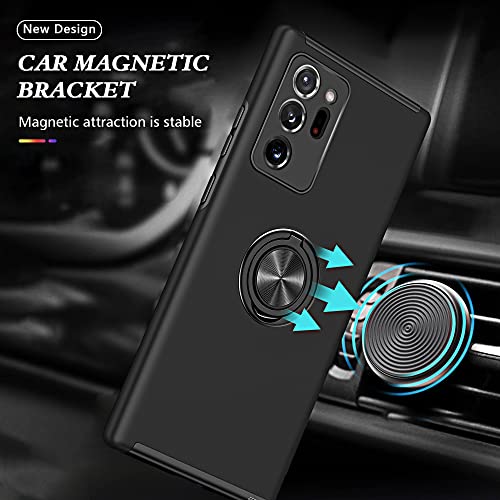 for Note 20 Ultra Case, Samsung Galaxy Note 20 Ultra Case with Self Healing Flexible TPU Screen Protective [2 Pack], Military Grade Invisible Kickstand Case for Samsung Note 20 Ultra 5G-Black - color: YX-Black