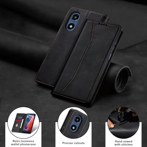 Jasonyu Flip Wallet Case for Moto G Play 4G (2024),Leather Magnetic Folio Cover with Card Holder,Kickstand - TPU Shockproof Durable Protective Phone Case,Black | PU Leather Magnetic Folio Cover,with Card Holder,Kickstand,TPU Shockproof,Durable,Protective