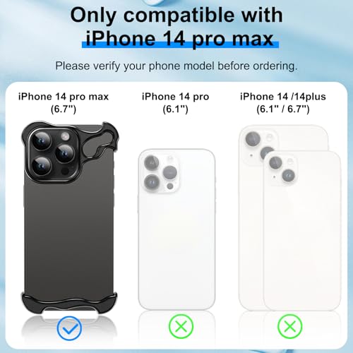 Frameless Phone Case Crafted for iPhone 14 Pro Max Black - color: Aluminum Black, size: iPhone 14 Pro Max
