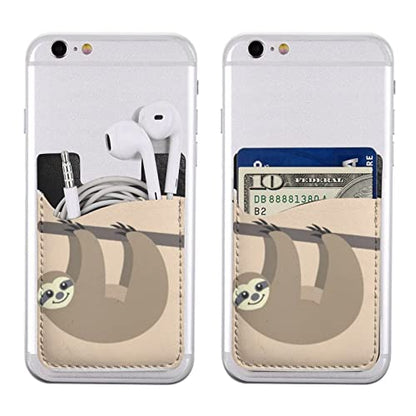 Cute Sloth Phone Credit Card Holders Sleeve Adhesive Wallet Compatible with Most Back of Phones - color: Cute Sloth
