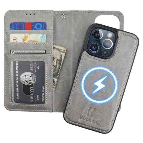 Bocasal for MagSafe Wallet Case Card Holder for iPhone 13 Pro, Grey - color: Gray for MagSafe