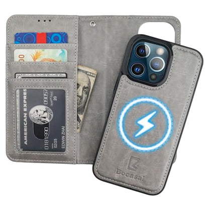 Bocasal for MagSafe Wallet Case Card Holder for iPhone 13 Pro, Grey - color: Gray for MagSafe