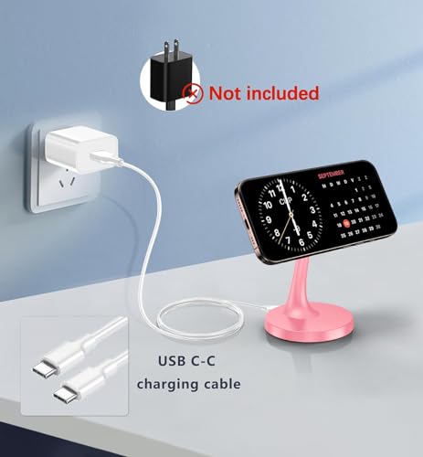 TXXTOL Magnetic Wireless Charger iPhone Stand, 15W Fast Mag-Safe Charger iPhone 17/17 Air/17 Pro/17 Pro Max 16/15/14/13/12 Series Magnet Wireless Charging Station/Pad/AirPods for Home, Office, Travel - color: 1Pack Pink
