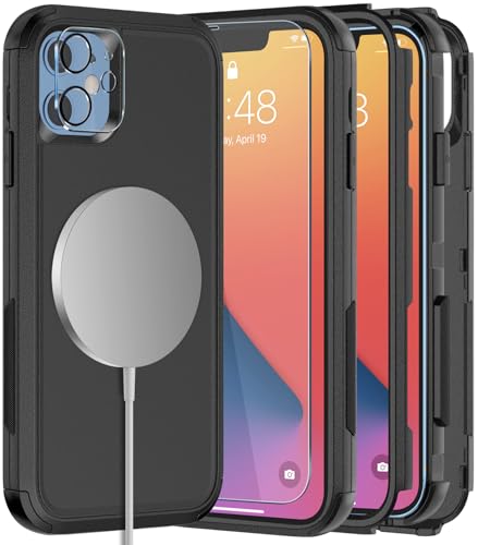Diverbox for iPhone 11 Phone Case,iPhone 11 Magnetic Case [with Screen Protector & Camera Lens Protector ] Heavy Duty Phone Case for iPhone 11 Case (Magnetic Black) - color: Magnetic Black