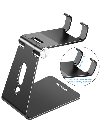 OMOTON C2 Adjustable Aluminum Cell Phone Stand with Charging Cutout, Black - color: Black