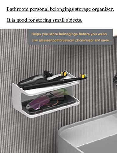 Bedside Wall Shelf Organizer, Small Bedside Shelf, (White) - color: White