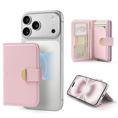ESR Aura Clutch for MagSafe Wallet for Women, 5 Card Holder, RFID Blocking - color: Bubblegum Pink