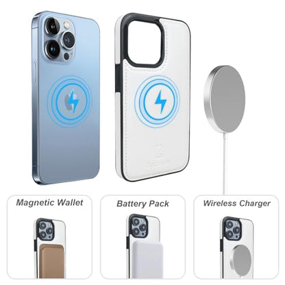 Bocasal for MagSafe Wallet Case Card Holder for iPhone 13 Pro, White - color: White for MagSafe
