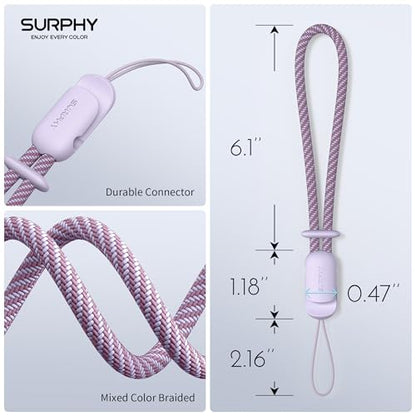 SURPHY 2 Pack Phone Lanyard, Phone Wrist Strap for Case, Camera Wrist Strap - color: Lilac & Gray