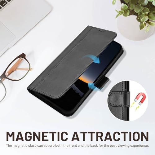 for Galaxy A17 5G Phone Case Wallet and Wrist Strap (Black) | Card Holder Slots, PU Leather, Flip Cover, Magnetic Closure, Kickstand, Folio Protective, for Samsung A17 Case - color: Black