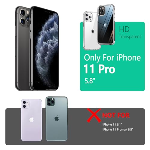 ONES for iPhone 11 Pro Slim Case Clear, [PC + TPU Hybrid][Compatible with MagSafe][Military-Grade Drop Protection][Anti-Yellowing], Shockproof Silicone Hard Cover, Transparent Case - color: HD Highly Clear, size: iPhone 11 Pro