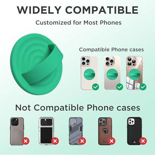Upgraded Magnetic Phone Grip, Liquid Silicone Soft and Portable, Removable Finger Loop Ring Grip Holder for iPhone, Strong Magnetic Attraction, Compatible with MagSafe Phone Case, Emerald Green - color: Emerald Green