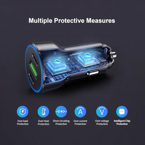 90W USB C Car Charger Multi Ports Adapter Fast Charging for iPhone Duo