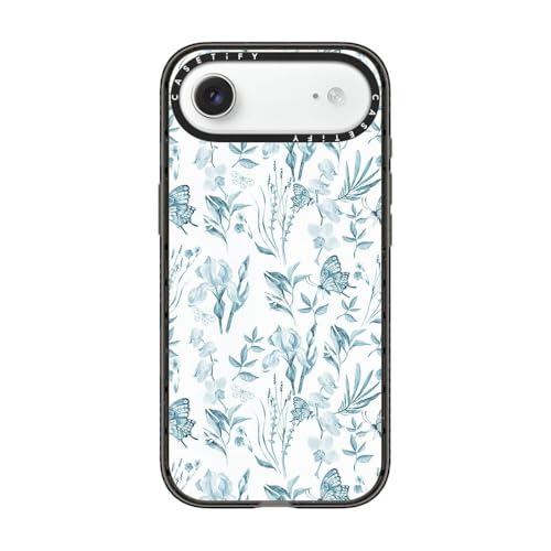 CASETiFY for iPhone Air Case - Impact | Slim Fit | 8.2 ft. 4X Military Grade Drop Protection | Elegant pastel blue vintage butterfly floral | Black - color: Elegant pastel blue vintage butterfly floral, size: Iphone Air (6.5")