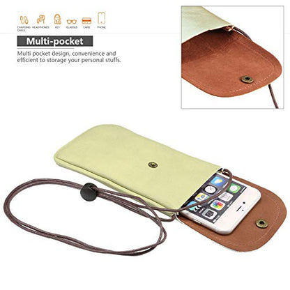 Cell Phone Neck Pouch, Techcircle PU Leather Carrying Bag with Credit Card Holder Adjustable Strap, Small Travel Purse for iPhone 11 XR XS Max SE 8 7 6 Plus, Galaxy S10 S7 Edge A10 J7, Moto G6 (Green) - color: 01 Green