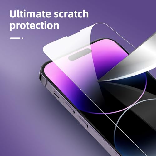 NEW'C 4 Pack, 2 Pack for iPhone 14 Pro Max Screen Protector (6.7 inch) + 2 Pack Camera Lens Protector, Sensor Protection,Case Friendly Tempered Glass Film - size: 14 Pro Max 6.7 inches