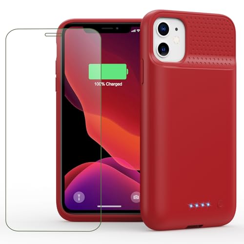 Feob Battery Case for iPhone 11/XR, [2026 Upgraded] 7500mAh Slim Portable Smart Charging Case Rechargeable Protective Extended Charging Cover for iPhone 11/XR-Red - color: Red