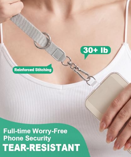 Phone Lanyard Strap Crossbody with 2TPU Tabs - color: Grey+grey