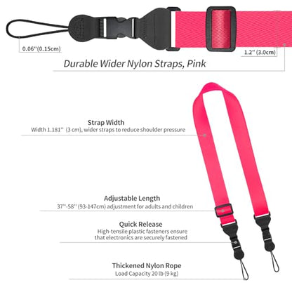 FIEIL 5 Pack Nylon iPad Strap, Adjustable Camera Neck Strap, Comfortable Shoulder Strap for iPad, Cellphone Tablet, Camera, Laptop, Binocular, Luggage Bag(Rose red Universal Neck Lanyard) - size: 5 Pack Rose Red