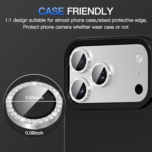 Suoman for iPhone 17 Pro/Pro Max Camera Lens Protector-Silver - color: Diamonds-Sliver