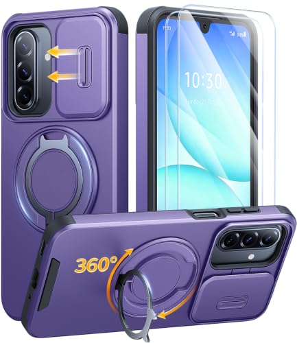 JAME for Samsung Galaxy A17/A16 5G Phone Case with Stand Slide Camera Cover - color: Purple, size: Galaxy A16/A17