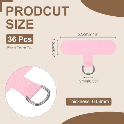 uxcell 36pcs Phone Tether Tab, Universal Phone Lanyard Patch T Shape Cell Phones Strap Replacement Part for Most Smartphone Cases, Light Pink - color: Light Pink