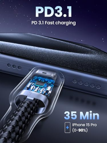 UGREEN 240W USB C to USB C Cable, Fast Charging Cable, 3.3ft, Black - size: 3.3FT