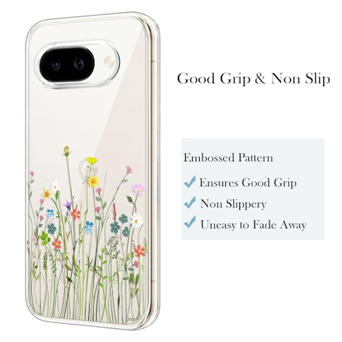 Unov for Pixel 10a Case, Clear with Design, Slim Fit Good Grip, Embossed Phone Case, Shockproof Protective Cover, Raised Camera Protection, Soft TPU, Flower Bouquet - color: Flower Bouquet