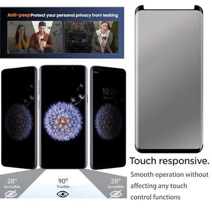 Compatible For Samsung Galaxy S8 PLUS/S9 PLUS Screen Protector Tempered Glass Privacy Anti-Spy 3D Curved Edge Case Friendly Film (4 Pack, Black)